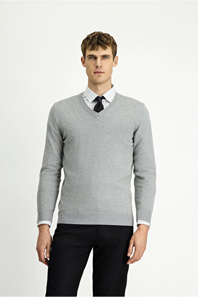 Kiğılı V Neck Regular Fit Cotton Cashmere Knitwear Sweater