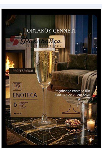 Paşabahçe 44688 Enoteca Şampanya Kadehi 6lı 175 cc Hacim 23 cm boyu
