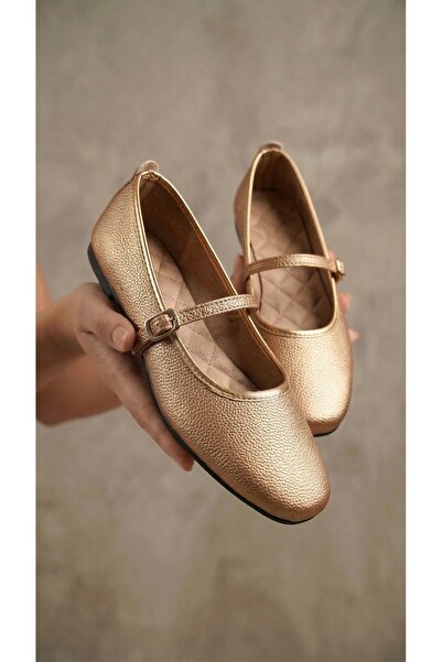 Beyond Aur pentru femei cu cataramă piele balerini 1cm BYNDVB01