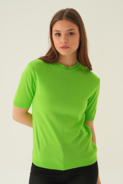 Rays Tricou verde măr guler rotund 1444