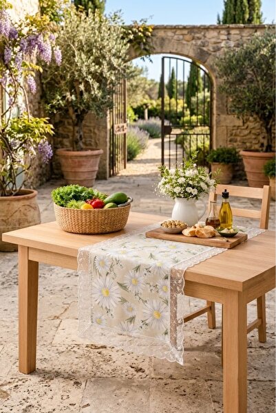 Rona Home Διακοσμητικό τραπέζι με μοτίβο χαμομηλιού με λεπτή άκρη – Κομψή δια...