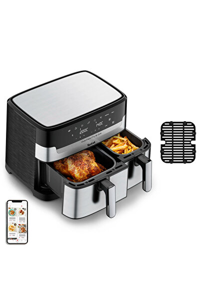 TEFAL 2'si 1 arada Fritöz & Izgara Yağsız Airfryer, Çift Hazneli 8,3 Litre Ai...