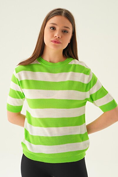 Rays Tricou verde măr gros cu dungi 1461
