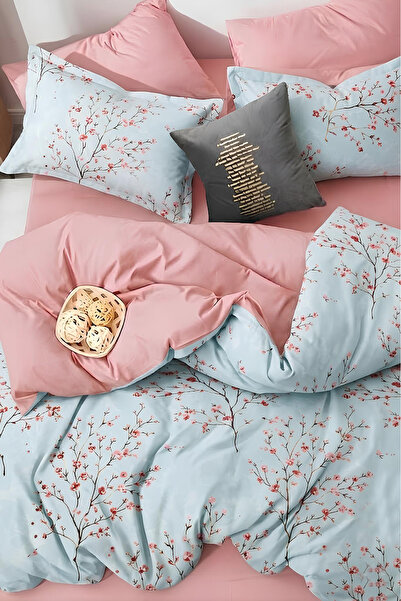 İQON Sada povlaků na přikrývku s elastickými prostěradly - Bloşm Blue