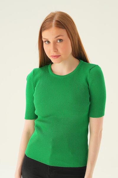 Rays 1449 Tricou Benetton verde cu gât model