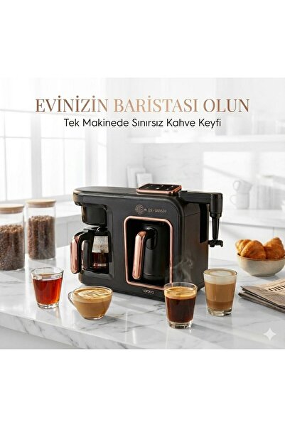 Karaca Hatır Plus Barista 6 in 1 Latte Cappuccino ve Közde Türk Kahve Makines...
