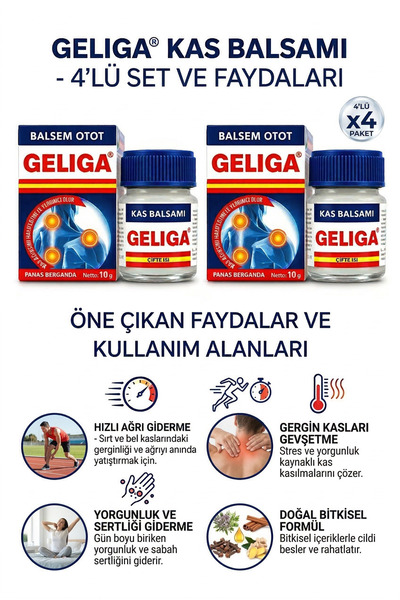 GELIGA Balsem Otot 10g – ağrı Gederci Masaj Krem, 4li set Balsem