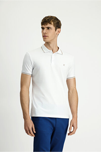 Kiğılı Tricou din bumbac, cu decolteu polo, slim fit, brodat