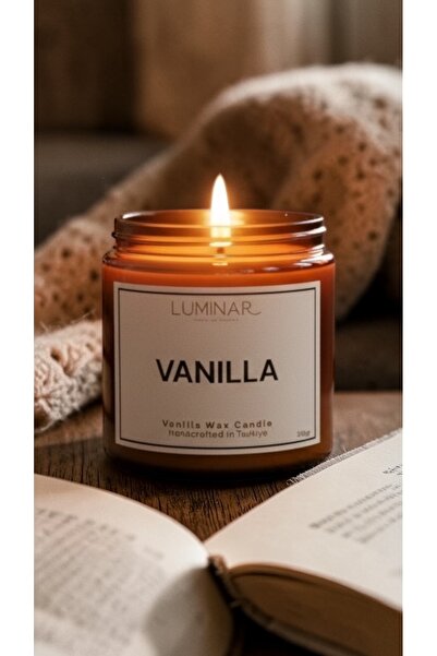 Luminar Vanilya Kokulu Mum - %100 Doğal Soya Mumu Amber Kavanoz Aromaterapi M...