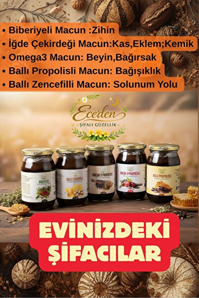 Eceden Şifalı Güzellik Macun Serisi 5'li Biberiyeli, Ballı Zencefilli , Propo...