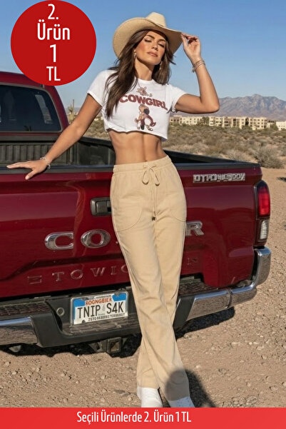 COMBİNE MİCHAİL Kadın Salaş Yazlık Krem Keten Pantolon