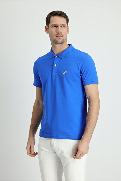 Kiğılı Tricou slim din bumbac cu gât polo imprimat
