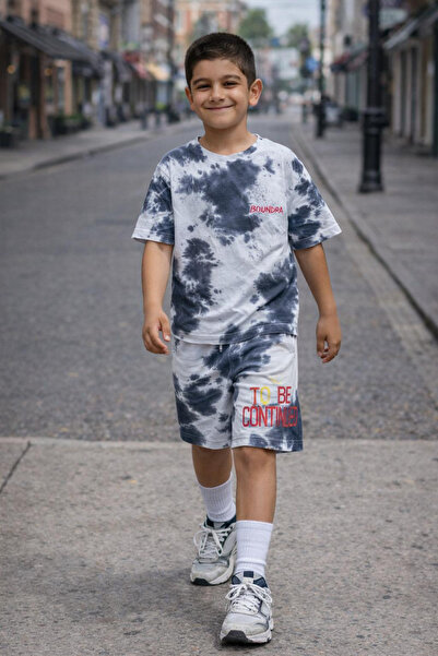 poozkids Boy's Batik Print Shorts Set Oversized T-Shirt + Shorts Summer Casua...