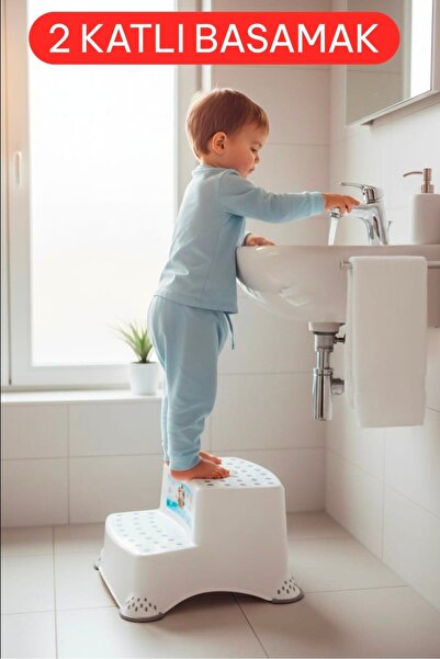 Herza House Kaydırmaz Çift Basamaklı Çocuk Taburesi Ve Klozet Adaptörü