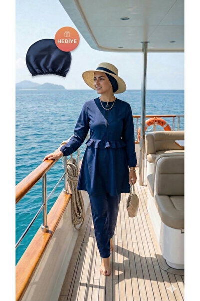 dilberfashion Hijab Swimsuit Set with Skirt and Ruffled Bonnets as a Gift