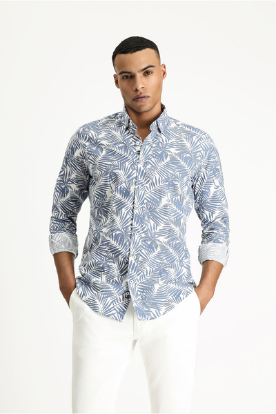 Kiğılı Cămașă din bumbac slim fit cu imprimeu - mânecă lungă