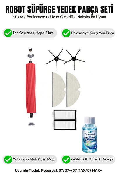 Asgard Grup ROBOROCK Q7، Q7+، Q7 MAX، Q7 MAX+ متوافق مع 1 فرشاة رئيسية 2 فرشا...