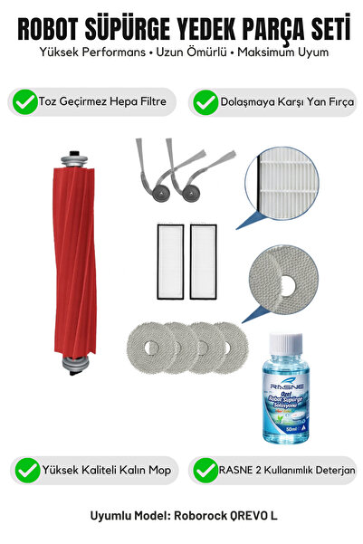 Asgard Grup COMPATIBIL ROBOROCK Q REVO L 1 Perie principală 2 Perii laterale ...