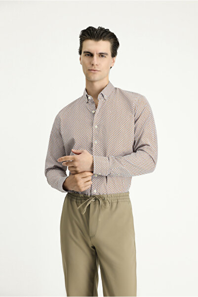 Kiğılı Cămașă cu guler cu nasturi din bumbac, cu mânecă lungă, slim fit