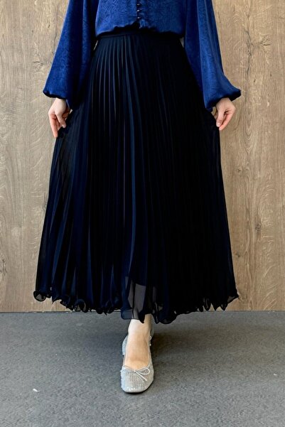 Şulemoda Giyim Fusta din șifon plisată bleumarin
