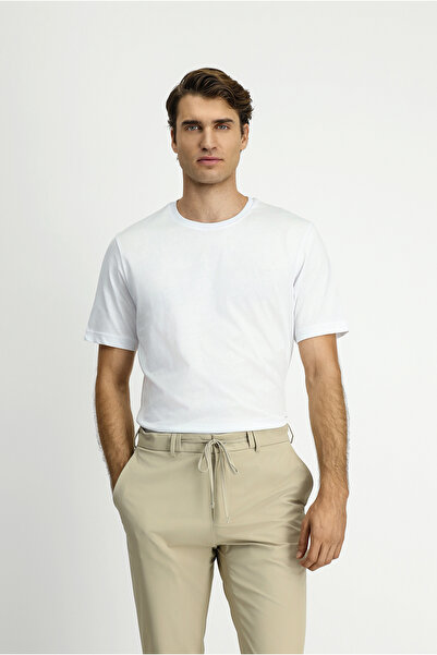 Kiğılı Tricou din bumbac brodat cu decolteu rotund