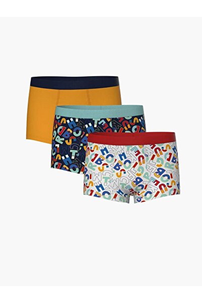 LC Waikiki Lcw Kids Navy Blue Printed Boy Boxer 3 τεμαχίων