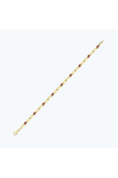 Altınbaş Kırmızı Taşlı Altın Bileklik