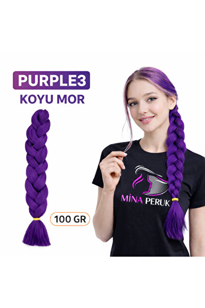 Genel Markalar Mina Peruk Sentetik Örgülük Saç X Pression 100 Gr. - Koyu Mor