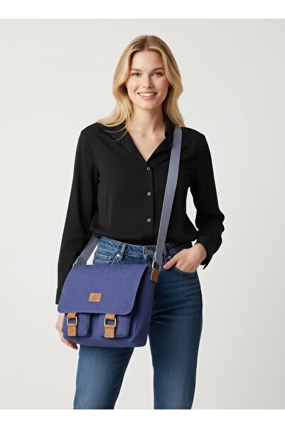 QUB CLUB Unisex Denim impermeabil Poștaș Servietă pentru școală, laptop, note...