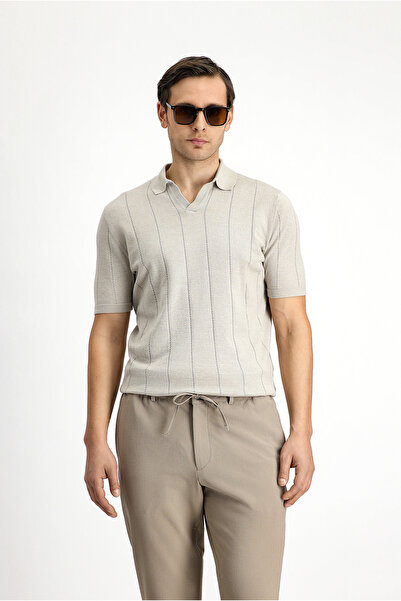 Kiğılı Regular Fit Pamuklu Desenli Polo Yaka Triko Tişört