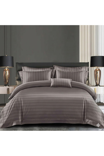 Truva Grup 6 Piece Bedding Set – Damask Finetat Deluxe – Double Bed – Anthrac...