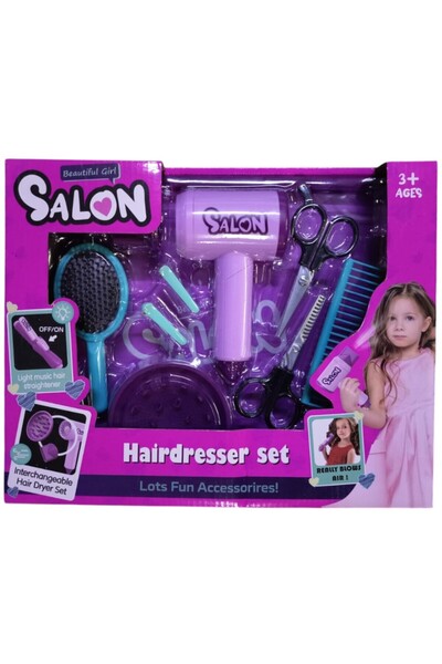 Toybox مجموعة ألعاب صالون تجميل الشعر للبنات مع مجفف شعر وأدوات تصفيف الشعر