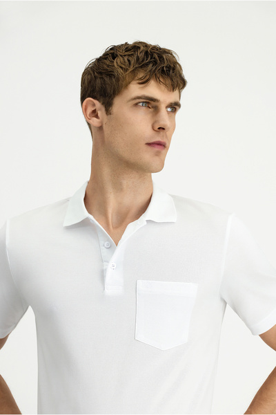 Kiğılı Tricou cu gât polo din bumbac cu croială normală