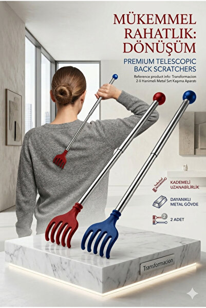 KaktüsKedi Hanımeli Metal Teleskopik Paslanmaz Çelik Sırt Kaşıyıcı (2'li Lüks...