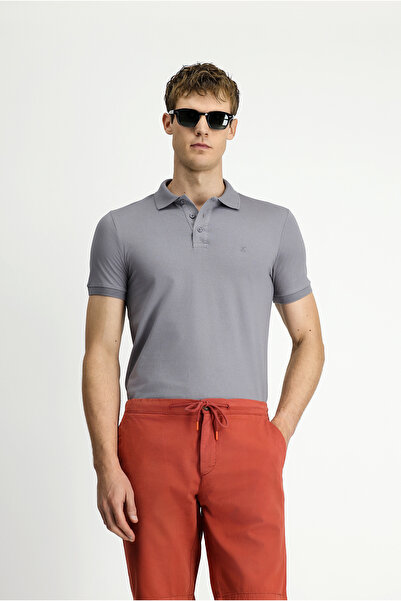 Kiğılı Tricou cu guler polo din bumbac brodat slim fit