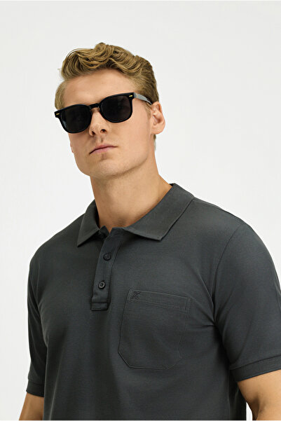 Kiğılı Regular Fit Pamuk Nakışlı Cepli Kıvrılmaz Polo Yaka Tişört