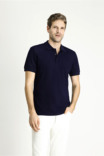 Kiğılı Tricou slim din bumbac brodat cu gât polo