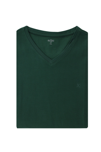 Kiğılı Tricou din bumbac cu decolteu în V de mărime mare