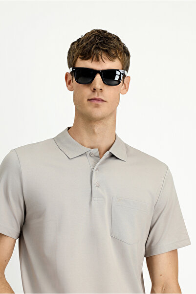 Kiğılı تي شيرت قطني بقصة عادية وياقة بولو