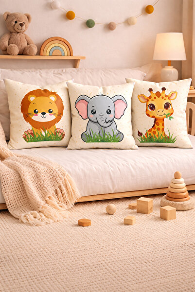 Elay Tekstil Cute Animals Series 3-Piece Baby and Kids Room Pillowcase Set