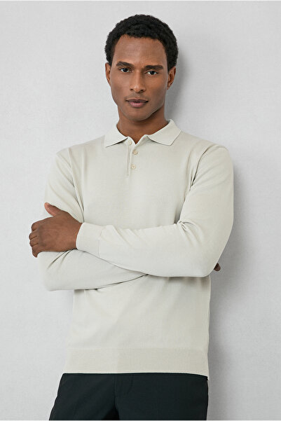 Kiğılı Regular Fit Polo Neck Plain Knit Sweater
