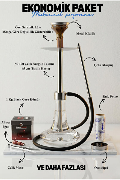gökkuşağı nargile % 100 Çelik Nargile Takımı (Profesyonel Seri) % 100 Duman P...
