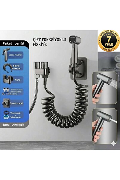 OEM Banyo Bide Basınçlı Püskürtücü Taharet Musluğu Klozet Hortumu Antrasit Çi...