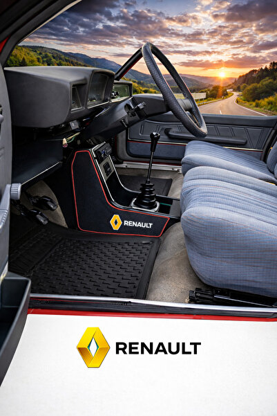 ulustekstil Renault 12 Toros Vites Orta Konsol ‘’LOGOLU’’ Yan Kaplama Siyah K...