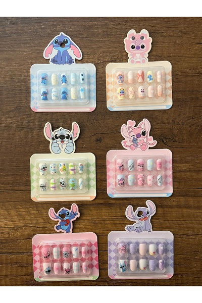 gülümse gel Çocuk Takma Tırnak 1 Paket Stich Stiç Stik Yapışkanlı