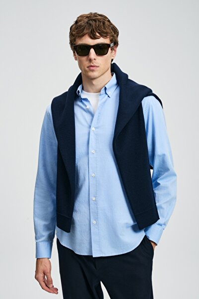 Lufian 112010676 Ανδρικό πουκάμισο Basic Regular Fit Ανδρικό πουκάμισο ΜΠΛΕ