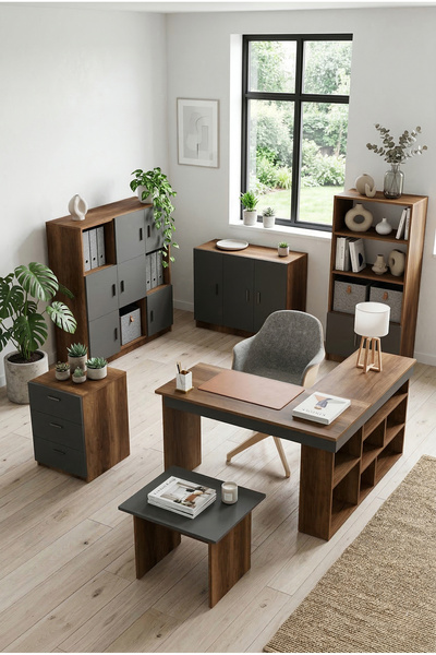 Robin Home Boston Ofis Çalışma Masası Ofis Büro Takımı Masa Sehpa Keson Kitap...