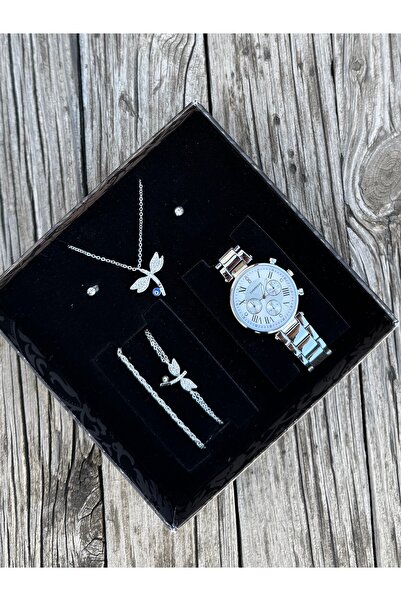 DEEPWELL Kadın Kol Saati Kolye Bileklik Küpe Seti P12-10
