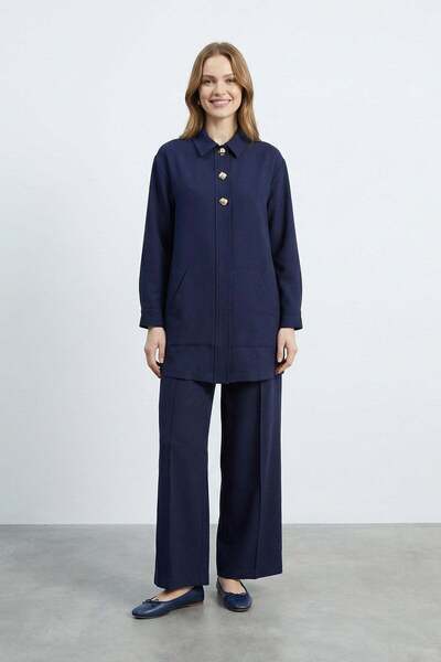 Loreen Women's 100% Cotton Piece Relaxed Fit Trousers Set - 20741Tks - Navy