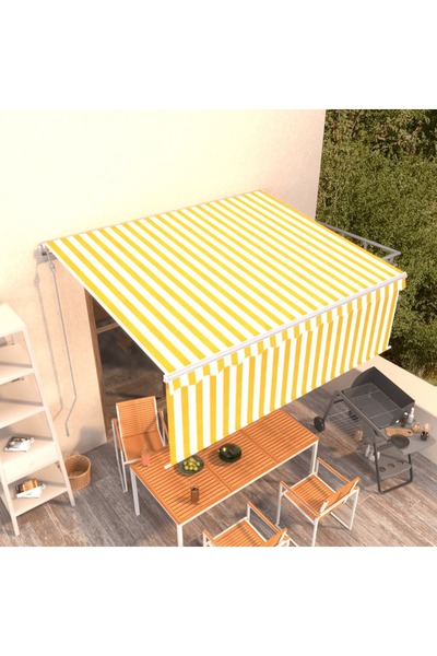 Concept Αυτόματη αναδιπλούμενη τέντα με στόρι, κίτρινη & λευκή, 4x3 μ.